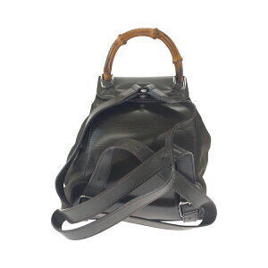 Gucci Backpack Brown Green Bamboo Nylon Khaki